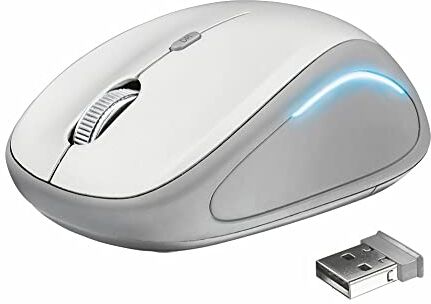 Trust Yvi FX Mouse Wireless con Illuminazione LED, Bianco