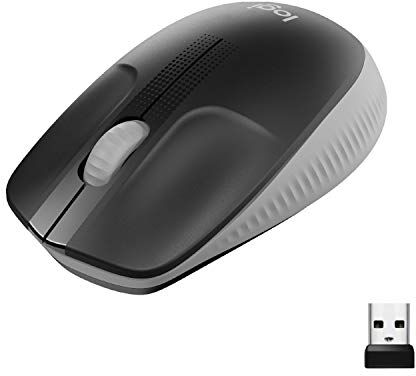 Logitech M190 Mouse Wireless, Design Ricurvo Ambidestro, Batteria fino a 18 Mesi con Funzione Risparmio Energia, Ricevitore USB, Cursore di Precisione, Rotella di Scorrimento, Grigio