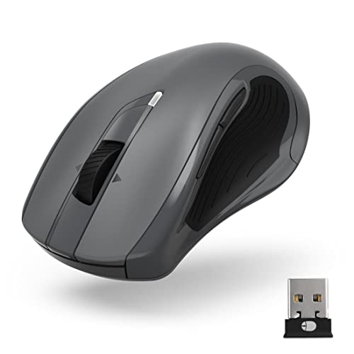 Hama Mouse wireless con 7 pulsanti, mouse laser silenzioso per PC, laptop e notebook per destrorsi, 600/1200/3200 dpi, Windows 11/10/8/7/Vista/XP, MAC, grigio
