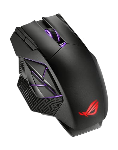 Asus ROG Spatha X Mouse Gaming Dual-Mode (Wireless e USB-C), Sensore Ottico 19.000 DPI, 12 Tasti Programmabili, Socket Switch Push-Fit, ROG Micro Switch, Base di Ricarica Magnetica, Nero