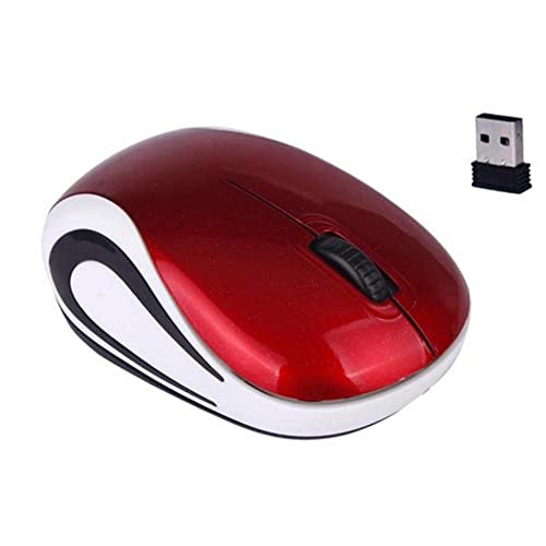 Generic Mouse senza fili USB Mini mouse per computer Mouse da gioco senza fili 1600DPI Mouse ottico piccolo portatile ergonomico arco tocco cordless per PC Laptop Ufficio Desktop Accessori (rosso)