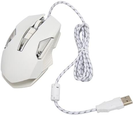 Bewinner Mouse da Gioco RGB, Mouse da Gioco Ottico Cablato Ergonomico Multifunzione 7200 DPI con Pulsanti Programmabili e Retroilluminazione, per Giochi per Computer, Lavoro (WHITE)