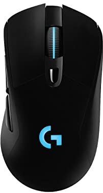 Logitech G703 LIGHTSPEED Mouse Gaming Wireless, Sensore HERO 25K, LIGHTSYNC RGB, POWERPLAY-compatibile, Leggero 95 g e 10 g Opzionale, 25600 DPI, PC-Mac, Nero