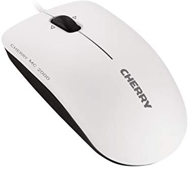 CHERRY MC 2000, Mouse Con Filo, idoneo per Destrimani e Mancini, Mouse a 3 Pulsanti, Tilt Wheel per Scorrimento Orizzontale/Verticale dell'Immagine, Omologazione GS, Bianco-Grigio