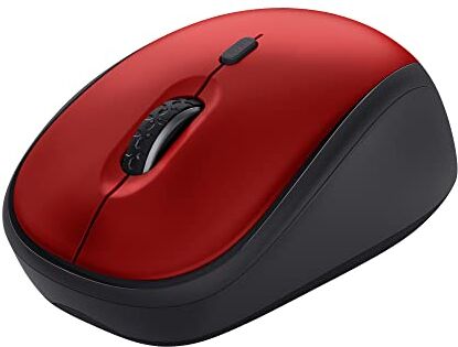 Trust Yvi+ Mouse Wireless Silenzioso con Design Sostenibile, 800-1600 DPI, per Mano Sinistra e Destra, Microricevitore USB, Mouse Senza Fili Compatto per PC, Computer, Laptop, Mac Rosso