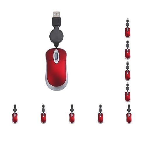 Generic 10 set di computer ultra-leggero 3 pulsanti mouse cablato mano piccola 1000 DPI retrattile design ergonomico scalabile Gaming Mouse bambini rosso