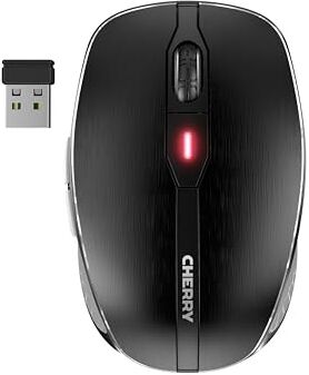 CHERRY MW 8C ADVANCED, Mouse Senza Fili, Connessione Bluetooth o Wireless 2,4 GHz, Sensore ad alta precisione con Risoluzione Regolabile su 4 Livelli, Ricaricabile, Nero