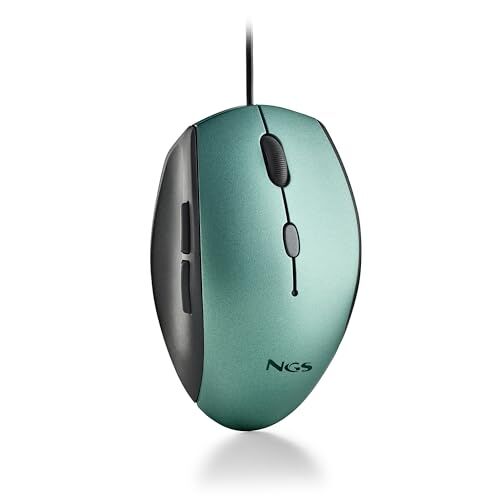 NGS MOTH ICE Mouse ottico per computer cablato USB con 5 pulsanti silenziosi e scorrimento, mouse ergonomico, 800/1200/1600 DPI dimmerabile, ghiaccio