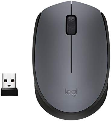 Logitech Mouse wireless M170, 2,4 GHz con ricevitore nano USB, tracciamento ottico, durata della batteria di 12 mesi, ambidestro, PC/Mac/Laptop, nero/grigio