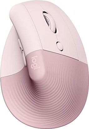 Logitech Lift Mouse Ergonomico Verticale, Senza Fili, Ricevitore Bluetooth o Logi Bolt USB, Clic Silenziosi, 4 Tasti, Compatibile con Windows / macOS / iPadOS, Laptop, PC Rosa