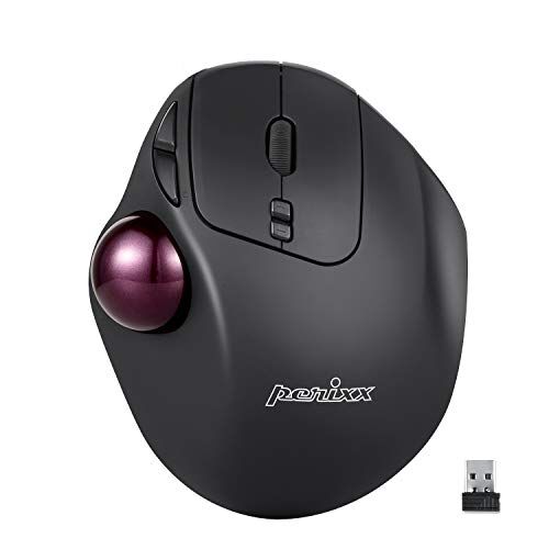 Perixx PERIMICE-717 Mouse wireless Trackball integrato da 1,34", con funzione di puntamento, 5 pulsanti programmabili, 2 livelli DPI