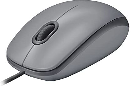 Logitech M110 Mouse USB cablato, pulsanti silenziosi, design confortevole per l'uso a grandezza naturale, PC / Mac / Laptop ambidestro Grigio