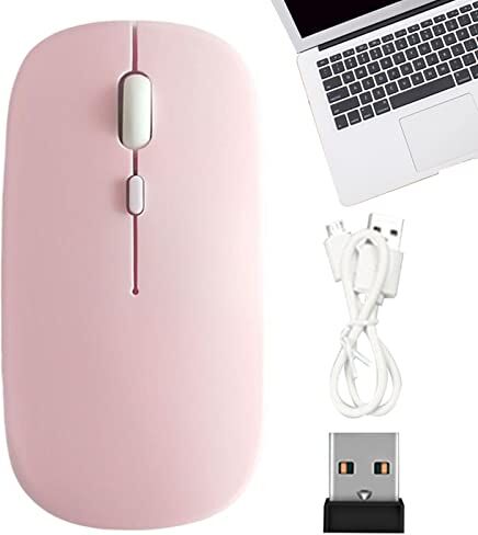 Generic Mouse wireless portatile   Mouse per computer silenziosi da 2,4 G,Mouse ricaricabile con ricevitore, 1600 DPI per notebook, laptop, computer, desktop