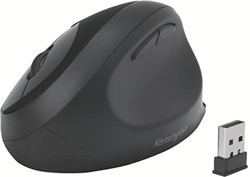 Kensington K75404Eu Mouse Ergonomico Wireless Pro Fit Ergo Dual per Laptop/Desktop/Pc/Gaming, Connessione 2.4G Usb O Bluetooth, 3 Impostazioni Dpi & 5 Pulsanti, Nero