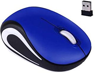 Generic Mouse senza fili per computer portatili, Mini mouse per computer USB a 2,4 GHz, 1600 DPI ottico piccolo portatile senza fili mouse ergonomico Compatibile con il PC (Blu)