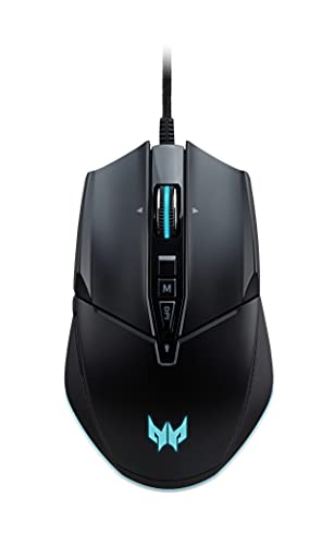 Acer GP.MCE11.01Q, Predator Cestus 335 Mouse da gioco (19.000 DPI, 400 IPS, 10 tasti programmabili, tempo di risposta 0,5 ms, illuminazione RGB, colore: Nero