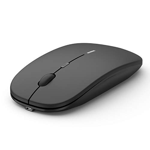 Anmck Mouse Wireless,  Ergonomico Clic Silenzioso Ricaricabile, 3D USB Ottico 3 Livelli Regolabile Dpi, Leggero Per Computer Portatile Pc Mac Macbook Pro-Nero