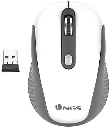 NGS HAZE Mouse Ottico Senza Fili 2.4GHz, Mouse USB per Ordinatore o Laptop Con 3 Pulsanti e Scroll in Metallo, 800/1600dpi, Grigio