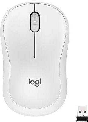 Logitech M220 SILENT Mouse Wireless, 2,4 GHz con Ricevitore USB, Tracciamento Ottico 1000 DPI, Durata Batteria di 18 Mesi, Ambidestro, Compatibile con PC, Mac, Laptop Bianco