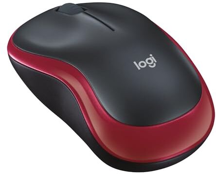 Logitech M185 Mouse Wireless, 2,4 GHz con Mini Ricevitore USB, Durata Batteria di 12 Mesi, Tracciamento Ottico 1000 DPI, Ambidestro, Compatibile con PC, Mac, Laptop Rosso