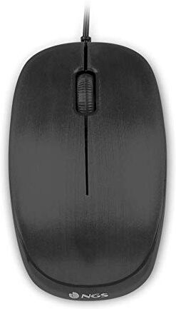 NGS FLAME BLACK Mouse Ottico 1000dpi con Cavo USB, Mouse per Computer o Laptop con 3 Pulsanti, Ambidestro, Nero