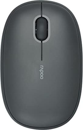 Rapoo M660 Mouse wireless silenzioso 1300 DPI Sensore 9 mesi di durata della batteria Pulsanti silenziosi ergonomico per PC e Mac destrorsi Grigio scuro