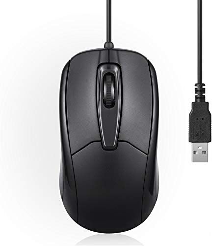 Perixx PERIMICE-209U Mouse cablato USB con rotellilna di scorrimento per l'uso con la mano sinistra o destra, per computer e laptop, nero.