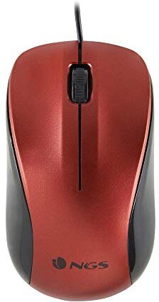 NGS CREW RED Mouse Ottico 1200dpi con Cavo USB, Mouse per Computer o Laptop con 2 Pulsanti, Ambidestro, Rosso