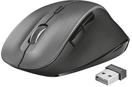 Trust Ravan Mouse Wireless a 6 Pulsanti, con Poggiapollice Ergonomico, Nero