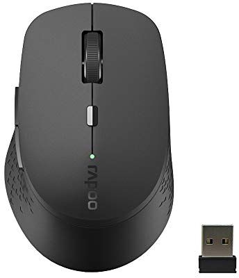 Rapoo Mouse wireless M300 Silent 1600 DPI sensore 9 mesi di durata della batteria tasti silenziosi ergonomici per destrimani PC e Mac – grigio scuro