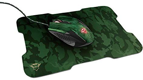 Trust GXT 781 Rixa Mouse gaming e tappetino per mouse, Camo Verde