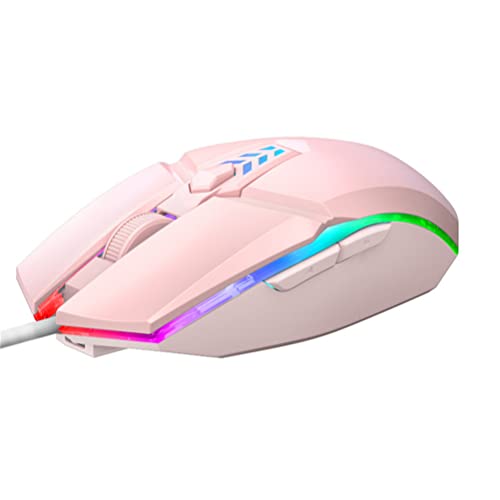 Generic SanSixi Mouse da Gioco Cablato 1600 DPI Ottico a 6 Pulsanti USB con Retroilluminazione RGB Mouse Muto per Computer Portatile Desktop Mouse da Gamer (Pink)