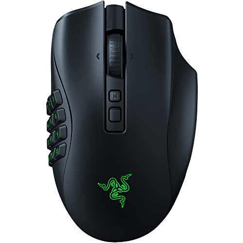 Razer Naga V2 Pro, Mouse da Gioco Wireless MMO con Rotella Hyperscroll Pro, 3 Piastre Laterali Intercambiabili, HyperSpeed, Sensore Ottico Focus Pro 30K, Interruttori Ottici Del Mouse Gen-3, Nero