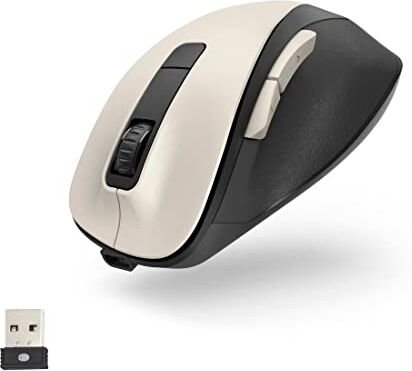 Hama Mouse ottico per computer con 6 tasti MW-500 Recharge con batteria, mouse ergonomico, mouse wireless, bianco crema