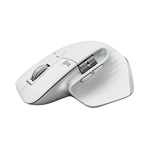 Logitech MX Master 3S per Mac Mouse Bluetooth a scorrimento ultraveloce, ergonomico, 8K DPI, tracciamento su vetro, clic silenziosi, USB-C, Apple, iPad Grigio chiaro