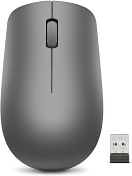 Lenovo 530 Mouse wireless Sensore ottico 1200 dpi, design ambidestro, 2,4 GHz, 3 tasti, batteria fino a 12 mesi Colore grafite