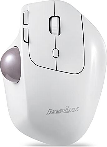 Perixx PERIMICE-720 Mouse ergonomico trackball wireless 2,4 GHz e Bluetooth, angolo regolabile, livello 2 DPI, bianco