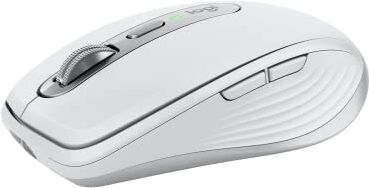 Logitech MX Anywhere 3S, Mouse Wireless Compatto, Scorrimento Veloce, Tracciamento 8K DPI, Clic Silenzioso, Pulsanti Programmabili, USB C, Bluetooth, PC Windows, Linux, Chrome, Mac Pale Grey