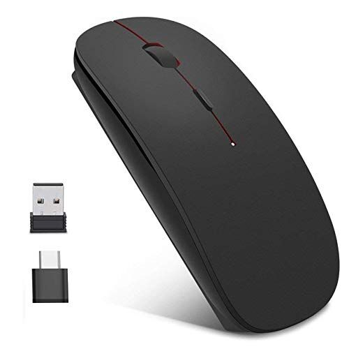 EasyULT Mouse Wireless Ricaricabile, Ergonomic Mouse Senza Fili 2,4G con Nano Ricevitore, 1600DPI Mouse USB Portatile da Ottico, Ideale per Notebook, PC, Laptop, Computer, MacBook(Nero)