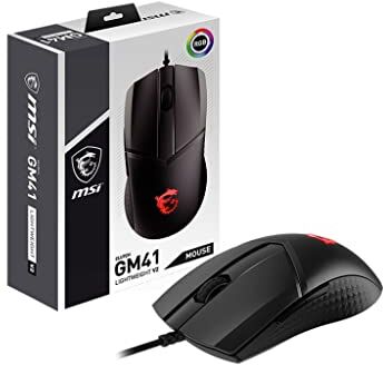 MSI CLUTCH GM41 LIGHTWEIGHT V2 Gaming Mouse 'RGB, fino a 16000 DPI, bassa latenza, 65g, Frixion Free Cable, design simmetrico, OMRON Switches, NVIDIA REFLEX,  Center