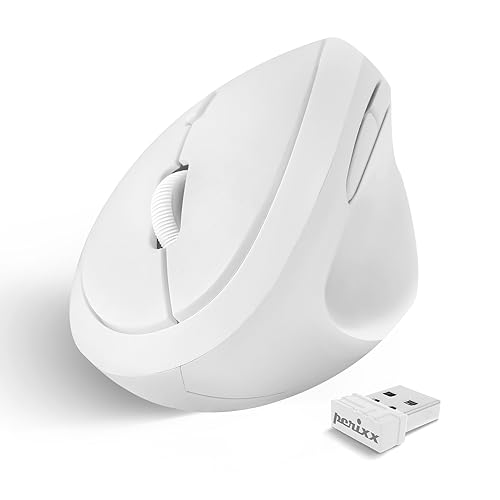 Perixx PERIMICE-719W Mini Mouse verticale bianco senza fili per mano destra, 3 livelli di DPI…
