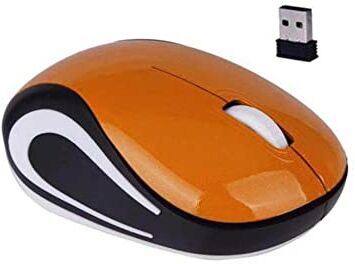 Generic Mouse senza fili USB Mini mouse per computer Mouse da gioco senza fili 1600DPI Mouse ottico piccolo portatile ergonomico arco tocco cordless per PC Laptop Ufficio Desktop Accessori (arancione)