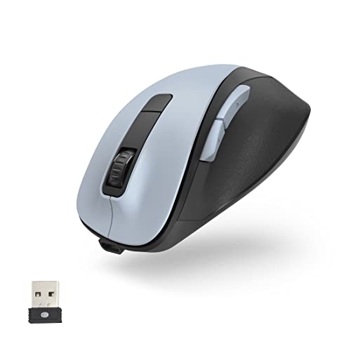 Hama Mouse ergonomico (wireless a 6 tasti, 2,4 GHz, BlueWave, 800/1200/1600 dpi, mouse ottico wireless, mouse ergonomico, mouse per computer portatile/PC, batteria, destrimani), blu polare