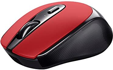 Trust Zaya Mouse wireless ricaricabile (Microricevitore USB riponibile ne mouse, 4 pulsanti, 800-1200-1600 dpi, Porta USB-C per ricaricare la batteria) Rosso