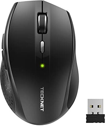 TECKNET Mouse Wireless, 2.4GHz Mouse Silenzioso con Ricevitore USB Nano, Tracciamento Ottico 3000 DPI, mauser wireless 30 Mesi Durata Batteria per PC, Mac, Laptop, Computer Nero