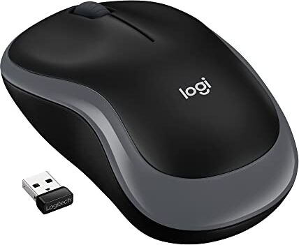 Logitech M185 Mouse Wireless, 2,4 GHz con Mini Ricevitore USB, Durata Batteria di 12 Mesi, Tracciamento Ottico 1000 DPI, Ambidestro, Compatibile con PC, Mac, Laptop Grigio