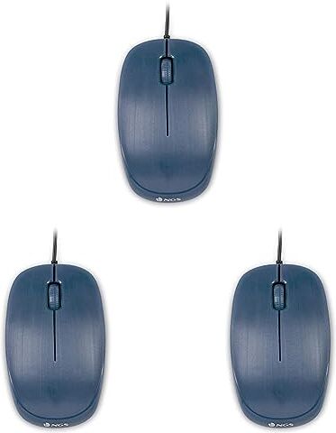 NGS FLAME BLUE Mouse Ottico 1000dpi con Cavo USB, Mouse per Computer o Laptop con 3 Pulsanti, Ambidestro, Blu (Confezione da 3)