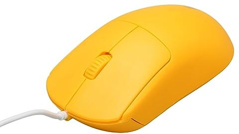 Bewinner Mouse USB Cablato di Base, Mouse da Gioco per Computer Portatile con Cavo Ottico a 3 Pulsanti da 1200 DPI, Design Ergonomico Mouse a Colori Chiari per Bambini Ragazze Lady (Giallo)