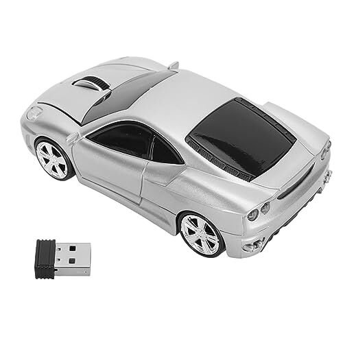 Bewinner Mouse Wireless Ergonomico, Mouse da 2,4 GHz 1600 DPI, Mouse a Forma di Auto Sportiva con Lampada Frontale a LED, Spegnimento Automatico, Ampia compatibilità per PC Desktop Win