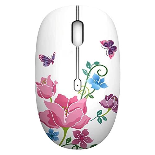 Uiosmuph M101 Mouse Senza Fili Wireless 2.4 G Cute Silenzioso Ottico Mouse da Viaggio con Ricevitore USB per Notebook/Computer/laptop/PC/MacBook, DPI 1600 (Butterfly)